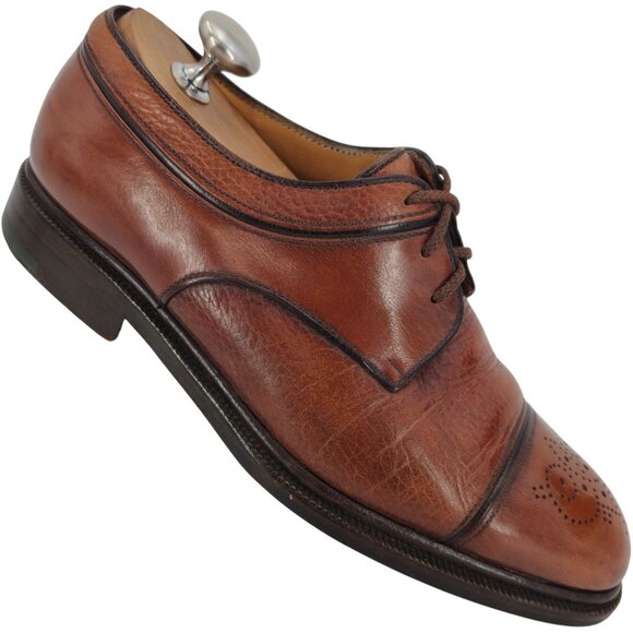 a. testoni Other - A. Testoni Italian Cognac Brown Leather Dress Shoes Cap-toe Derby Oxfords Mens 8